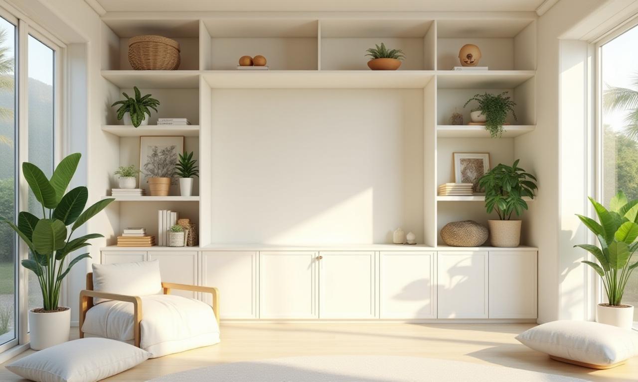 Zen-inspired organized living room