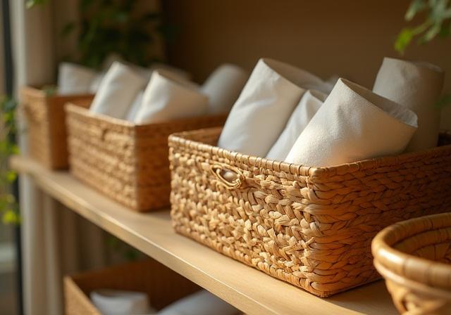 Bamboo and seagrass baskets